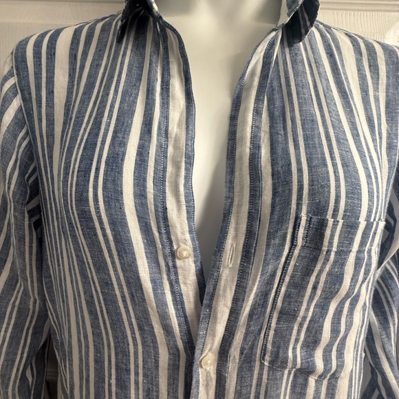 Frank & Eileen Rory Blue and White Maxi Shirtdress - Picture 3 of 5